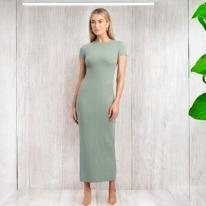 Kookai Sage Green Short Sleeve Midi Dress